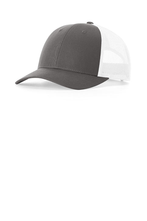Custom Embroidered Richardson 115 Low Pro Trucker Hat in Charcoal/ White