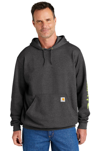 carhartt midweight hooded logo sweatshirt carbon heather