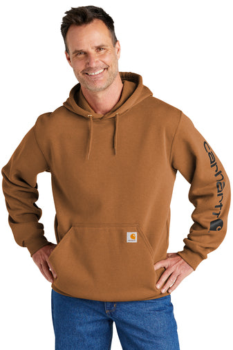carhartt midweight hooded logo sweatshirt carhartt brown