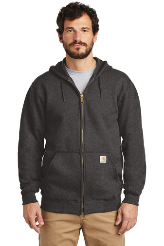 carhartt midweight hooded zip front sweatshirt carbon heather