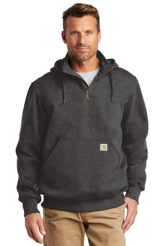 carhartt rain defender paxton heavyweight hooded zip mock sweatshirt carbon heather