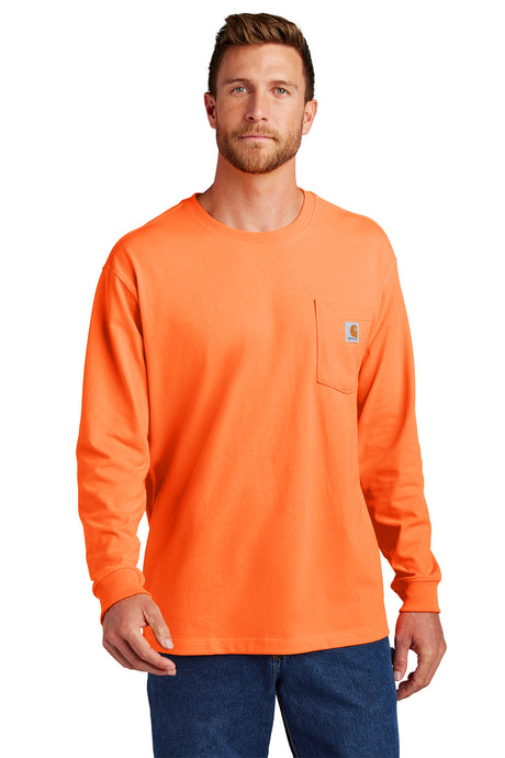 carhartt workwear pocket long sleeve t shirt brite orange