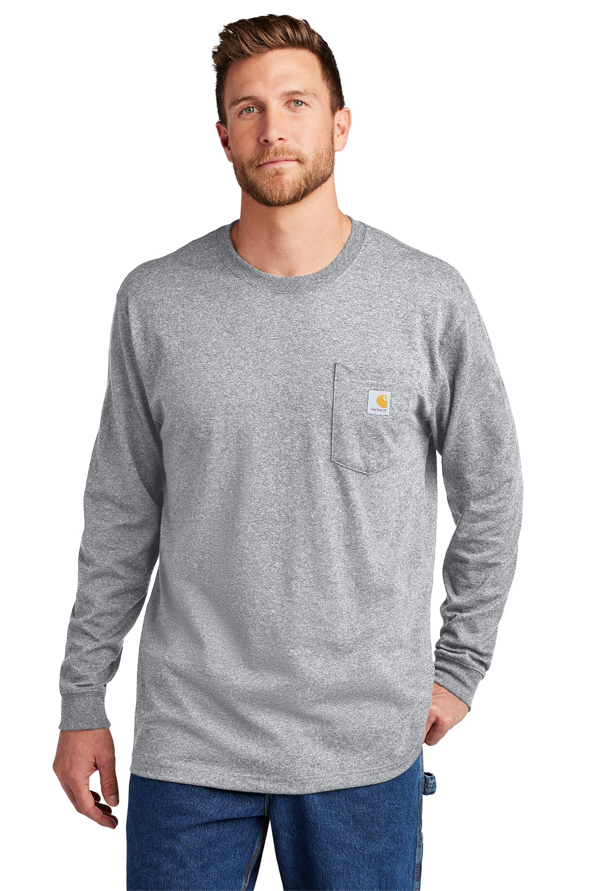 carhartt workwear pocket long sleeve t shirt heather grey