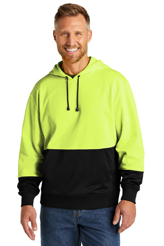 enhanced visibility fleece pullover hoodie safety yellow