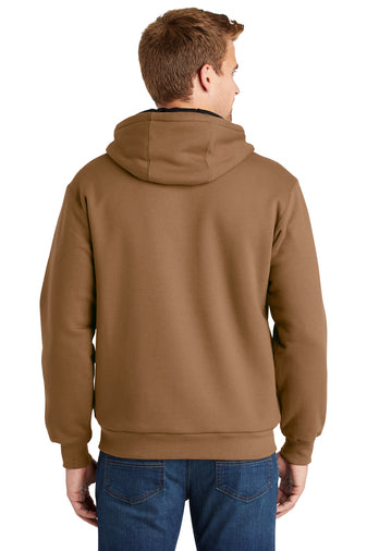 heavyweight full zip hooded sweatshirt with thermal lining duck brown
