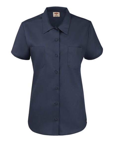 dickies womens short sleeve industrial work shirt dark navy