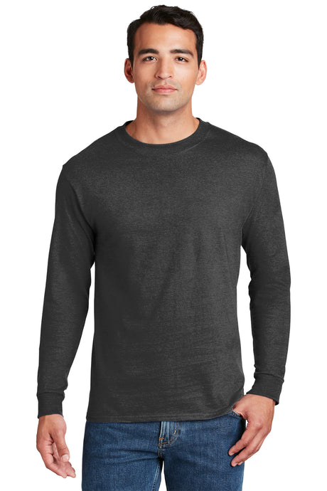 beefy t 100 cotton long sleeve t shirt charcoal heather