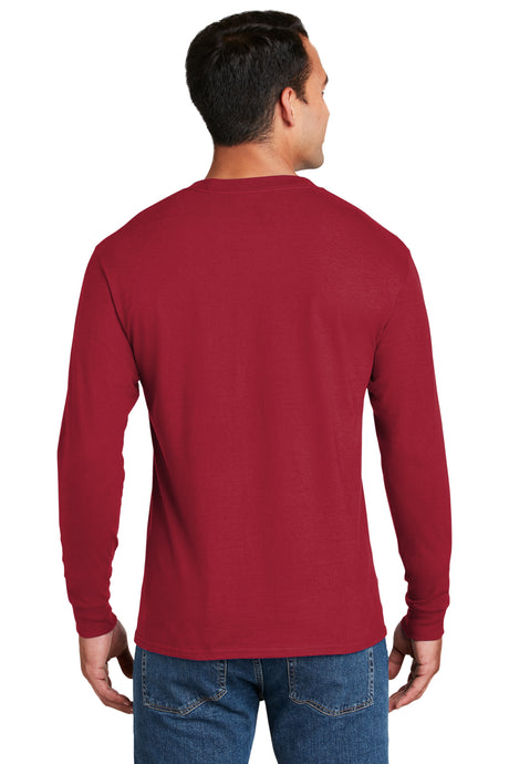 beefy t 100 cotton long sleeve t shirt deep red