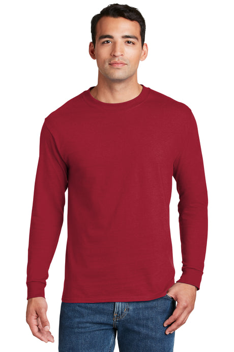 beefy t 100 cotton long sleeve t shirt deep red