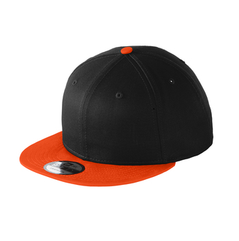 cap flat bill hat snapback black team orange
