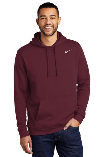 club fleece pullover hoodie dark maroon