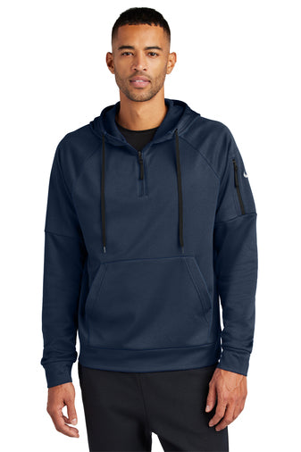 therma fit pocket 14 zip fleece hoodie navy