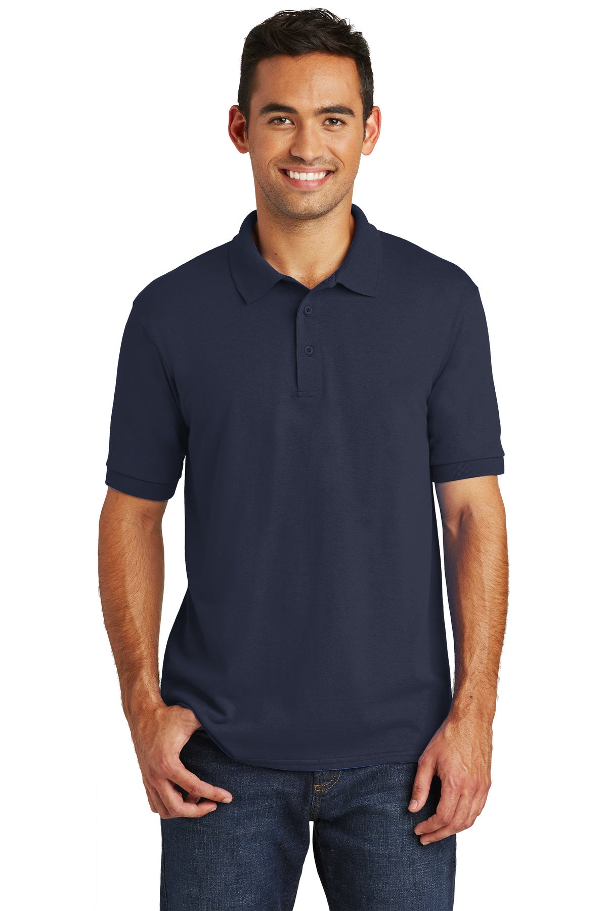 core blend jersey knit polo deep navy