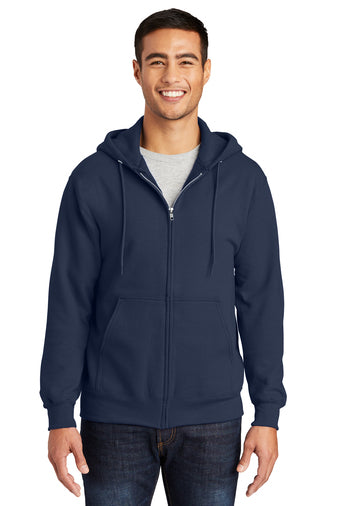 essential fleece full zip hooded sweatshirt navy