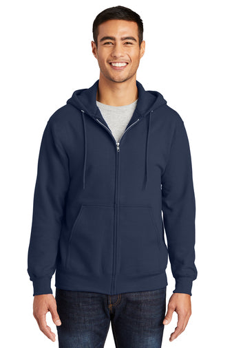 essential fleece full zip hooded sweatshirt navy
