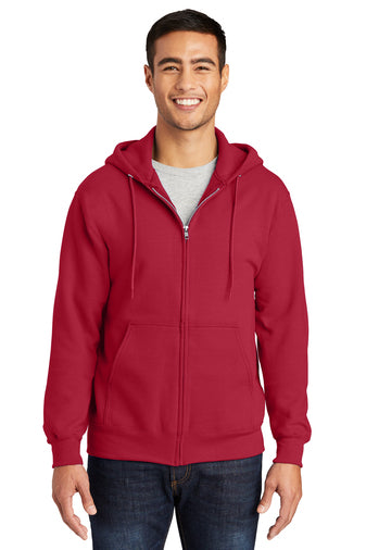essential fleece full zip hooded sweatshirt red