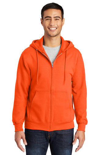 essential fleece full zip hooded sweatshirt safety orange
