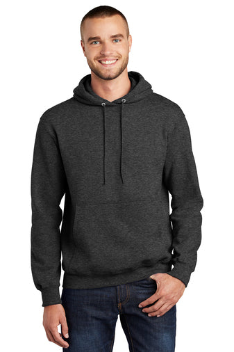 essential fleece pullover hooded sweatshirt dark heather grey
