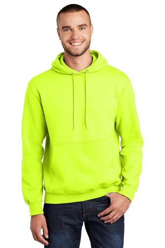essential fleece pullover hooded sweatshirt safety green