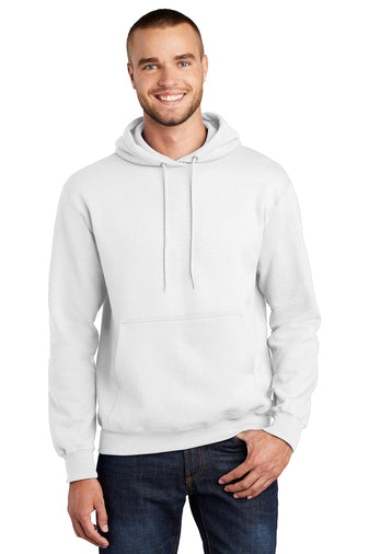 essential fleece pullover hooded sweatshirt white