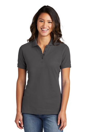 ladies combed ring spun pique polo charcoal