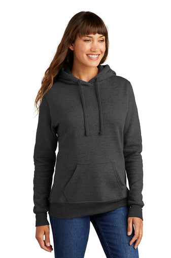 ladies core fleece pullover hooded sweatshirt dark heather grey