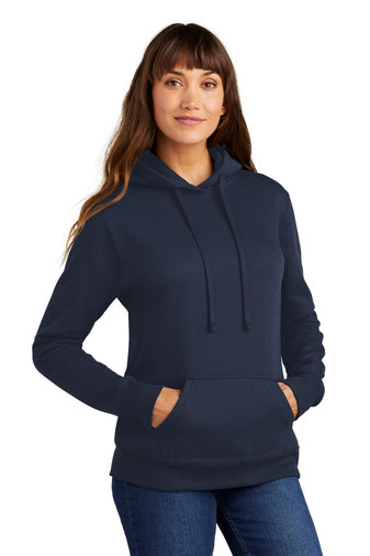 ladies core fleece pullover hooded sweatshirt navy