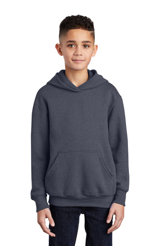 youth core fleece pullover hooded sweatshirt heather navy
