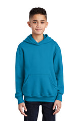 youth core fleece pullover hooded sweatshirt neon blue