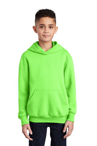 youth core fleece pullover hooded sweatshirt neon green