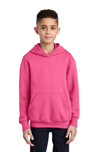 youth core fleece pullover hooded sweatshirt pink