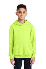 youth core fleece pullover hooded sweatshirt neon yellow