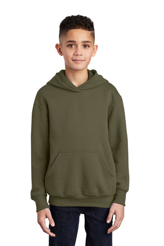 youth core fleece pullover hooded sweatshirt olive drab green