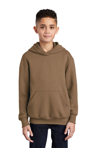 youth core fleece pullover hooded sweatshirt woodland brown