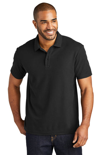 c free cotton blend pique polo black