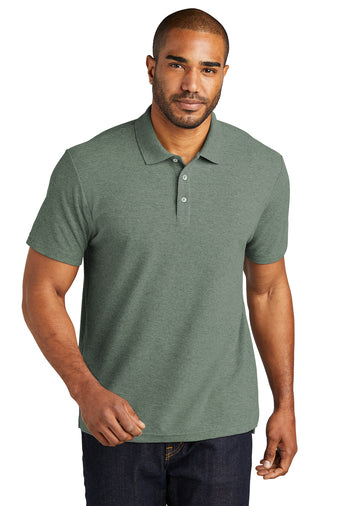 c free cotton blend pique polo dark green heather