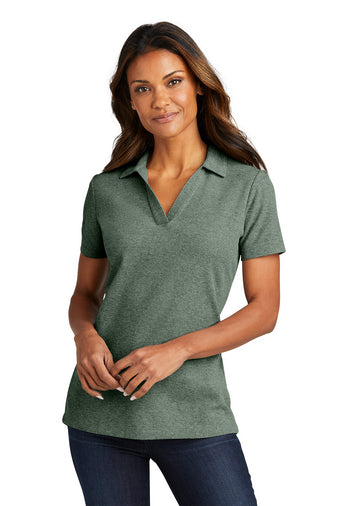 ladies c free cotton blend pique polo dark green heather