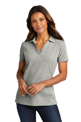 ladies c free cotton blend pique polo deep smoke heather