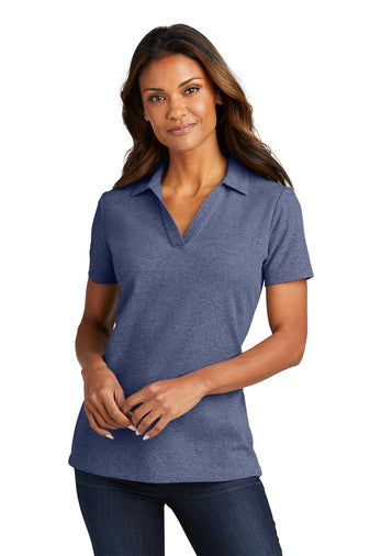 ladies c free cotton blend pique polo navy heather