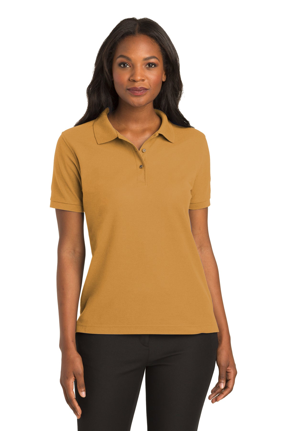 ladies silk touch polo gold