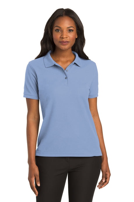 ladies silk touch polo light blue