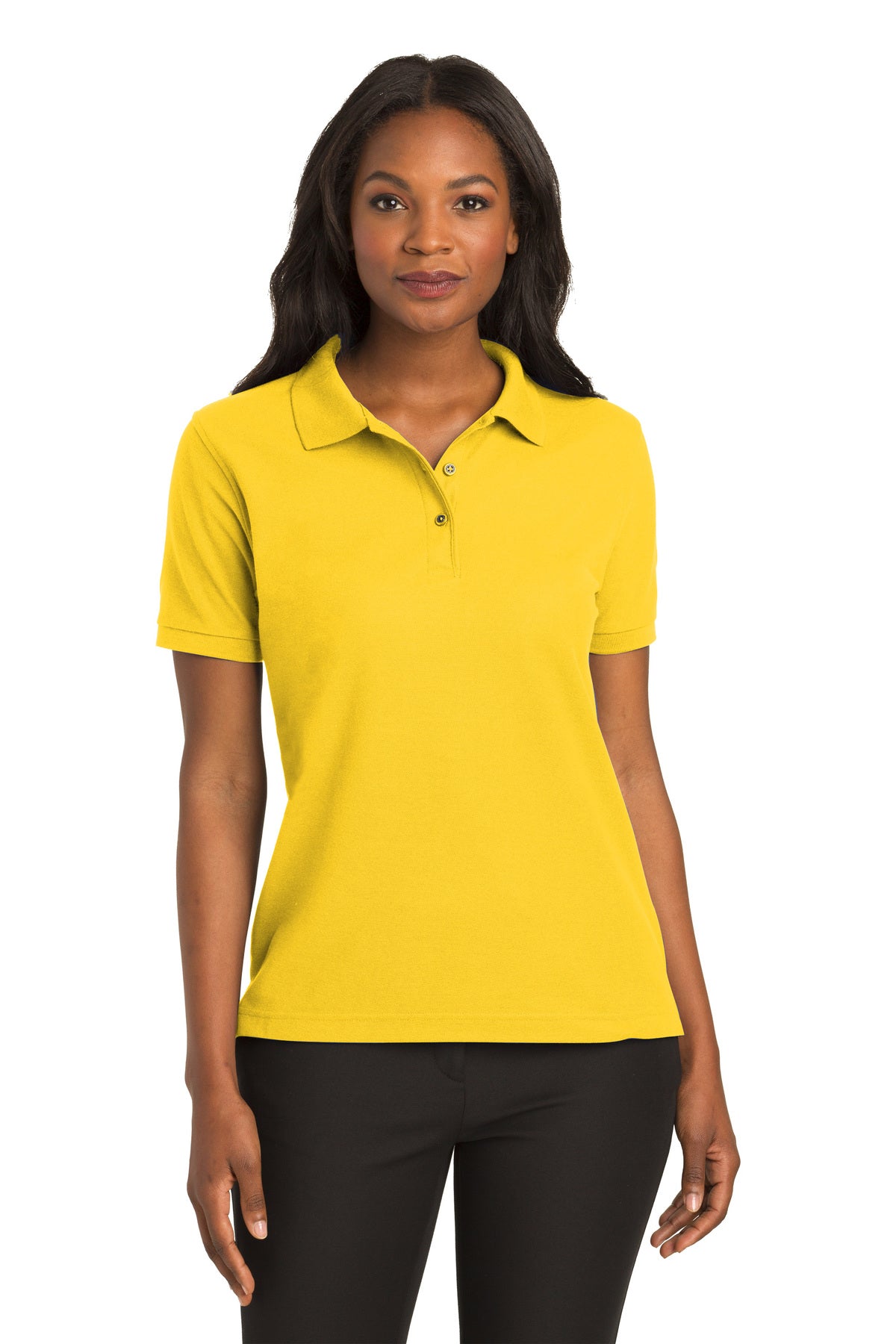 ladies silk touch polo sunflower yellow