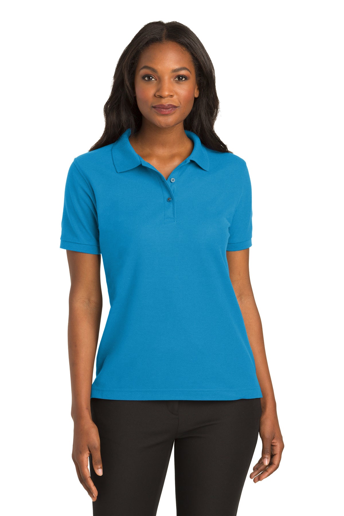 ladies silk touch polo turquoise
