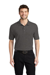 silk touch polo charcoal heather grey
