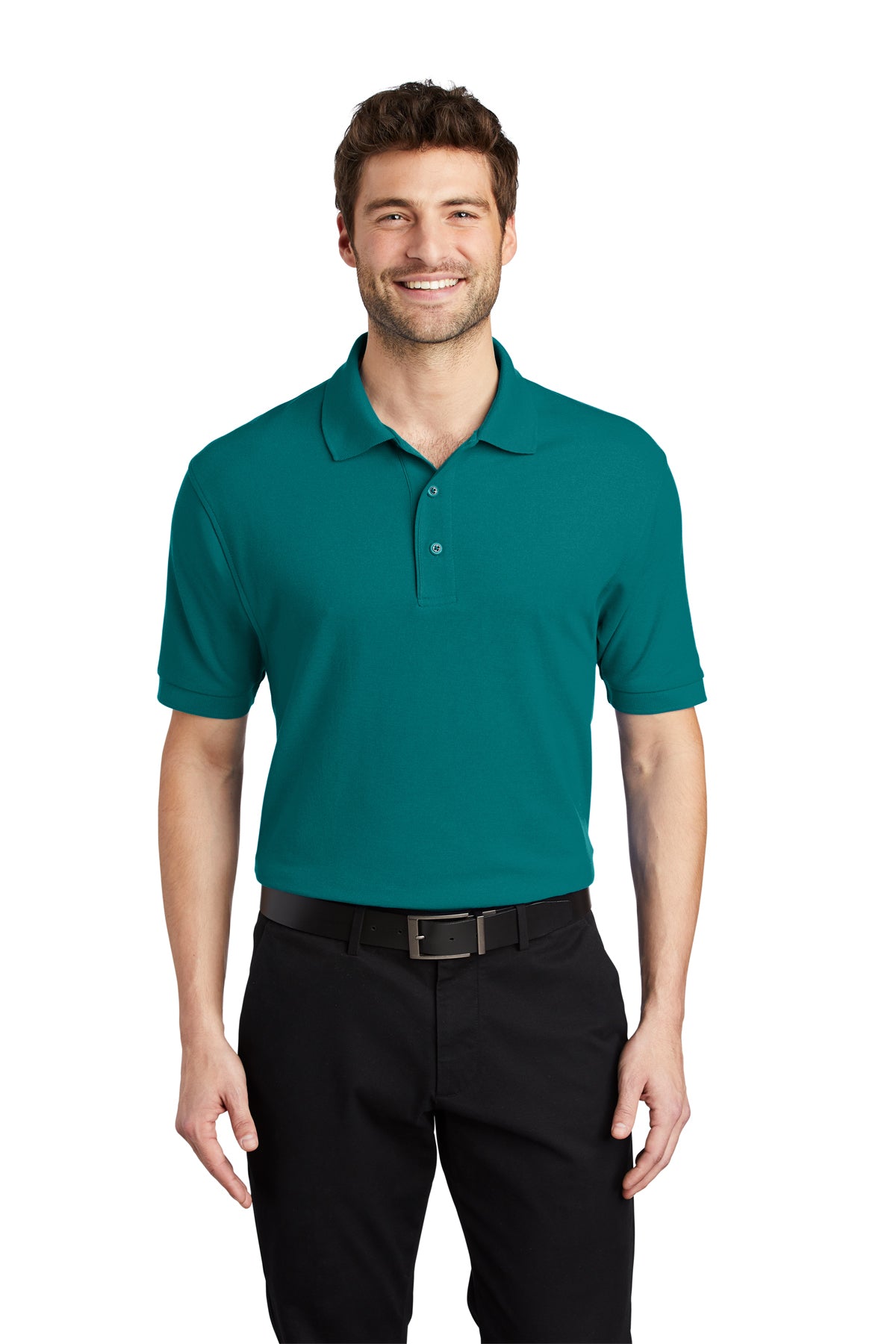 silk touch polo teal green