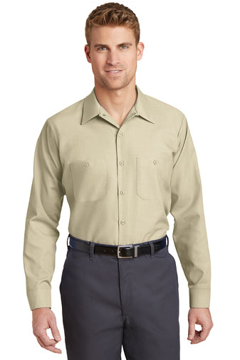 long size long sleeve industrial work shirt light tan