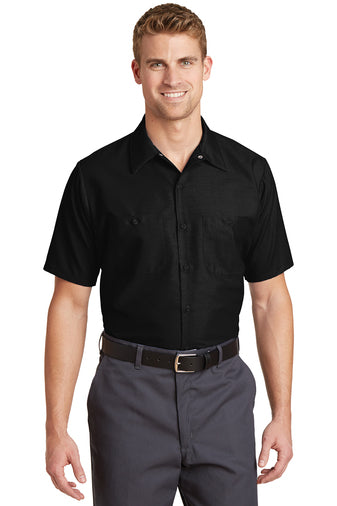 long size short sleeve industrial work shirt black