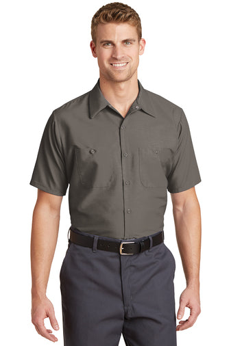 long size short sleeve industrial work shirt grey