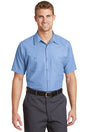 long size short sleeve industrial work shirt light blue