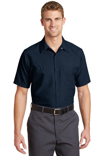 long size short sleeve industrial work shirt navy